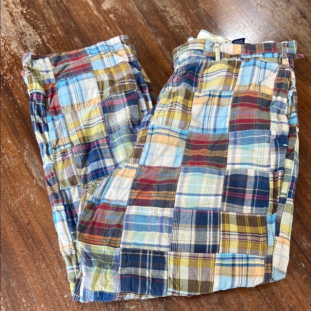 Men's Daniel Cremieux Madras Plaid Patchwork Multicolor Pants size 38 Golf